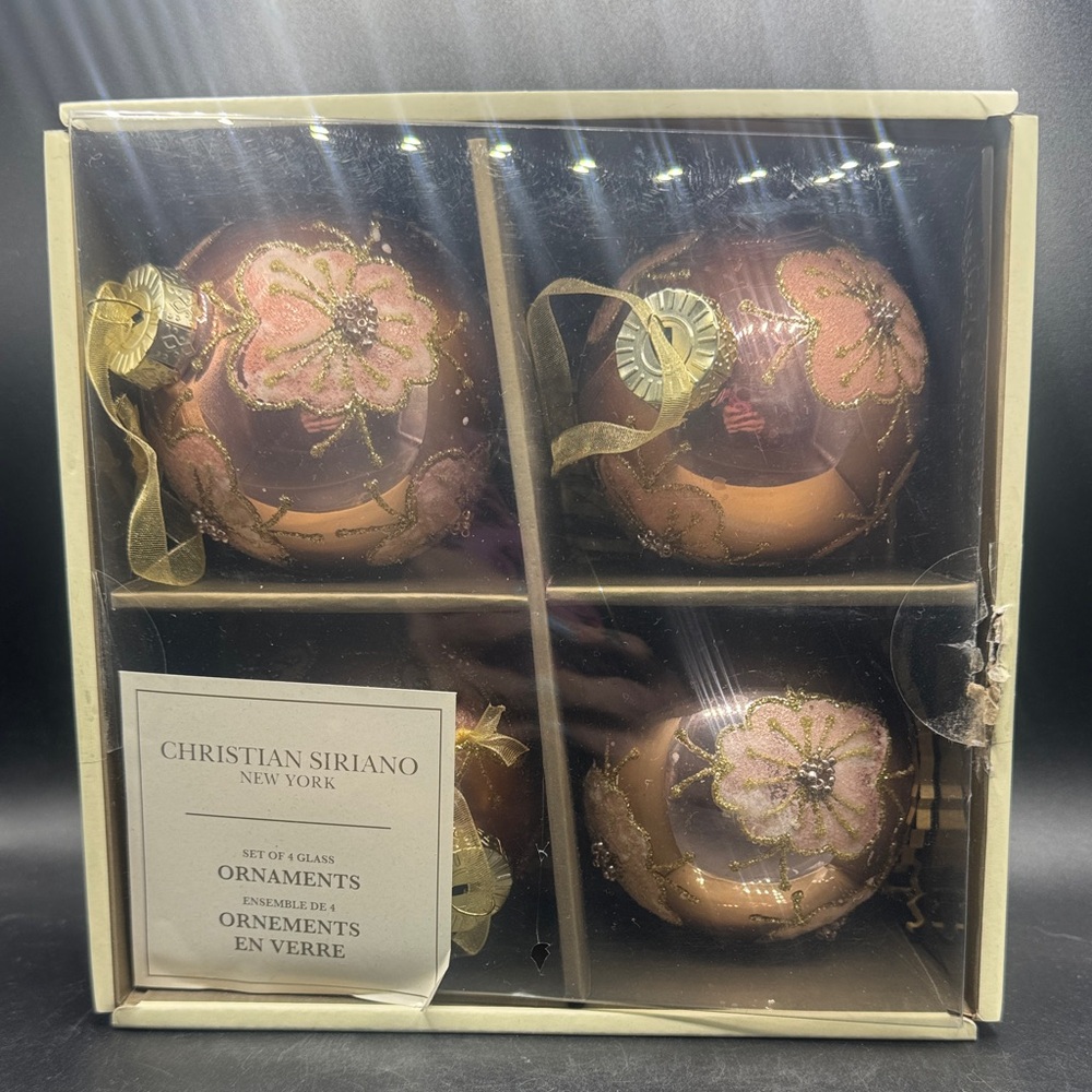 Christian Siriano pink ornament set of 4